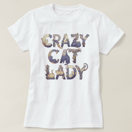 Crazy Cat Lady Wit T-shirt (Design voorkant)