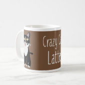 Crazy Cat Latte Funny Kat Slogan Cartoon Koffiemok (Voorkant links)