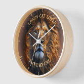 "CRAZY CAT LOVER" Leuk gepersonaliseerde wandklok (Hoek)