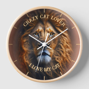 "CRAZY CAT LOVER" Leuk gepersonaliseerde wandklok