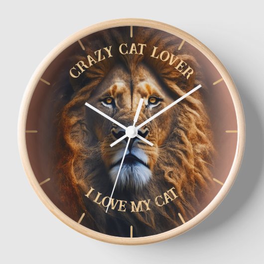 "CRAZY CAT LOVER" Leuk gepersonaliseerde wandklok (Voorkant)
