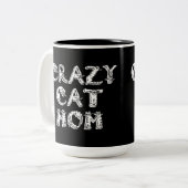 Crazy Cat Ma White Logo Tweekleurige Koffiemok (Voorkant links)