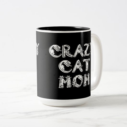 Crazy Cat Ma White Logo Tweekleurige Koffiemok (Voorkant rechts)