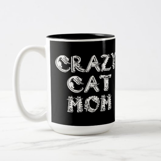 Crazy Cat Ma White Logo Tweekleurige Koffiemok (Links)