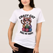 CRAZY CAT maakt me gelukkig Tri-Blend Shirt (Voorkant)