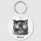Crazy Cat met Clock Eyes Sleutelhanger (Voorkant)