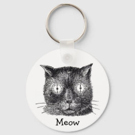 Crazy Cat met Clock Eyes Sleutelhanger