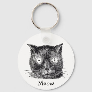 Crazy Cat met Clock Eyes Sleutelhanger
