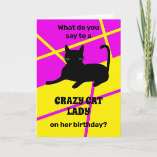 Crazy Cat Person Birthday Card voor haar Kaart