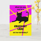 Crazy Cat Person Verjaardag Kaart voor haar (Gele Bloem)