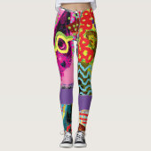 Crazy Cat Pop Art Leggings (Voorkant)