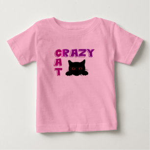 "Crazy Cat" roze T-shirt voor kinderen.