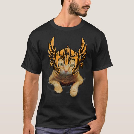 Crazy Cat Viking Thor Cat With Hammer T-shirt (Voorkant)