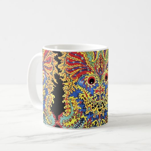 Crazy Cats Eyes Louis Wain Pattern Koffiemok (Voorkant links)