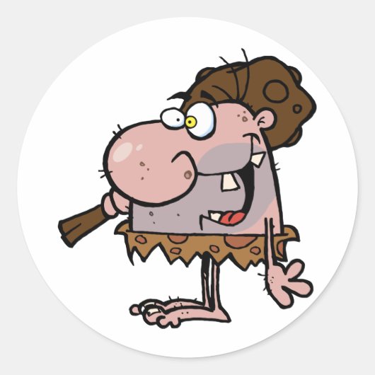 Crazy Caveman Ronde Sticker (Voorkant)