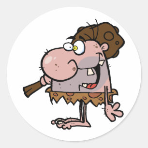 Crazy Caveman Ronde Sticker