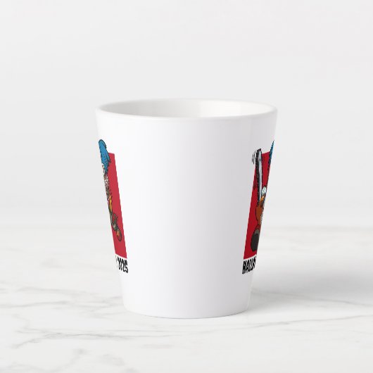 Crazy Chainsaw Clown Halloween bewerkbaar tekstjaa Latte Mok (Voorkant)