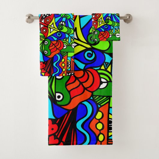 Crazy Chaos chaotiv doodling tekening Art h5z6 Fun Bad Handdoek (Insitu)