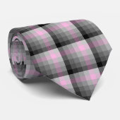 Crazy Check Pset Pink en Black Two-Sided Stropdas (Opgerold)