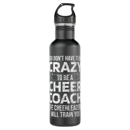 Crazy Cheer Coach Funny Sports Trainer Cheerleadin Waterfles (Voorkant)