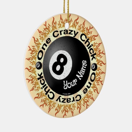 Crazy Chick Eightball Keramisch Ornament (Rechts)