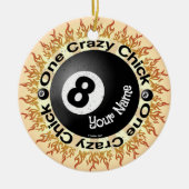 Crazy Chick Eightball Keramisch Ornament (Voorkant)