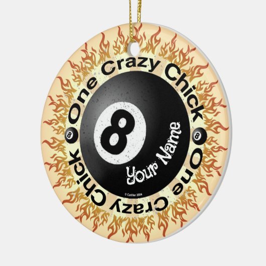 Crazy Chick Eightball Keramisch Ornament (Links)