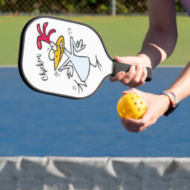 Crazy Chicken Bird Funny Cartoon Pickleball Paddle