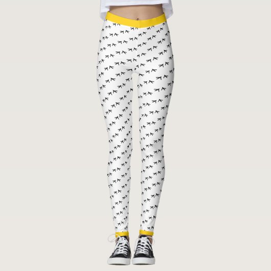 Crazy Chicken Foot Prints Yellow Pop Leggings (Voorkant)