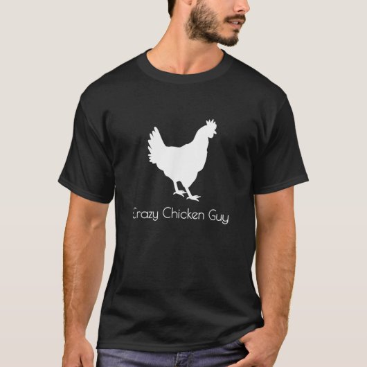 Crazy Chicken Guy Dude Man T shirt Kleding Funny H (Voorkant)