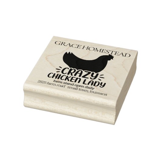 Crazy Chicken Lady Boerderij Stand Egg Carton Naam Rubberstempel (Stempel)