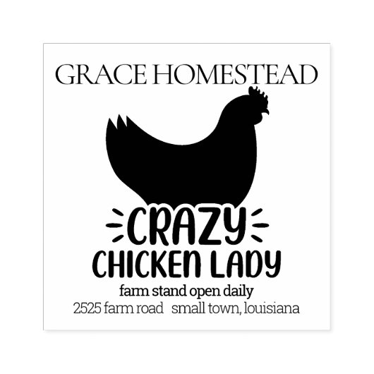 Crazy Chicken Lady Boerderij Stand Egg Carton Naam Rubberstempel (Afrduk)