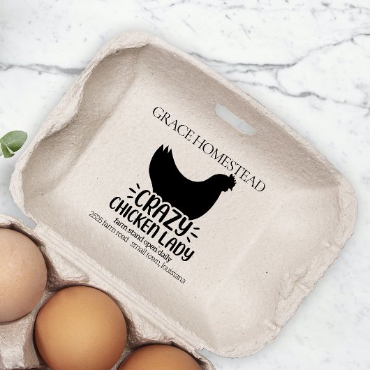 Crazy Chicken Lady Boerderij Stand Egg Carton Naam Rubberstempel
