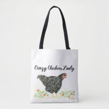 Crazy Chicken Lady Canvas tas, Chicken Tas