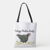 Crazy Chicken Lady Canvas tas, Chicken Tas (Achterkant)