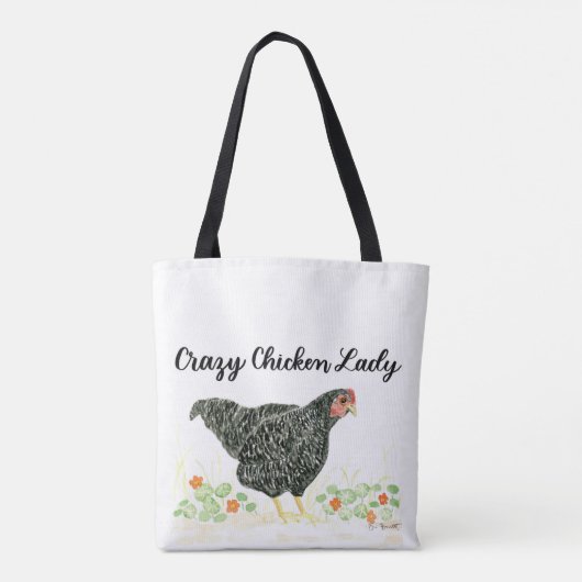 Crazy Chicken Lady Canvas tas, Chicken Tas (Achterkant)