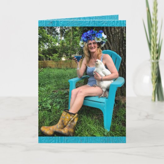 Crazy Chicken Lady - Happy Birthday Kaart (Voorkant)