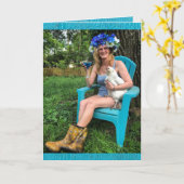 Crazy Chicken Lady - Happy Birthday Kaart (Gele Bloem)