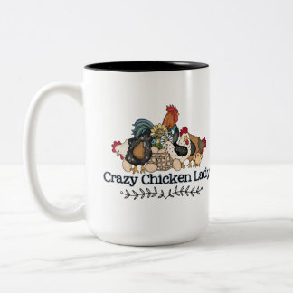 Crazy Chicken Lady | Het leven met kippen is beter Tweekleurige Koffiemok
