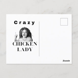 Crazy Chicken Lady, kippen, humor, grappig Briefkaart