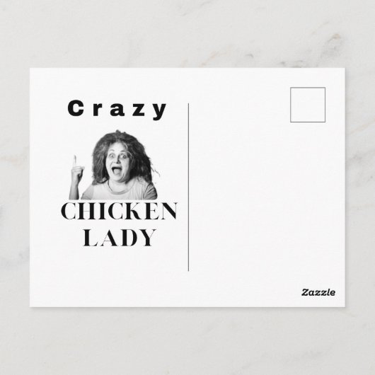 Crazy Chicken Lady, kippen, humor, grappig Briefkaart (Achterkant)