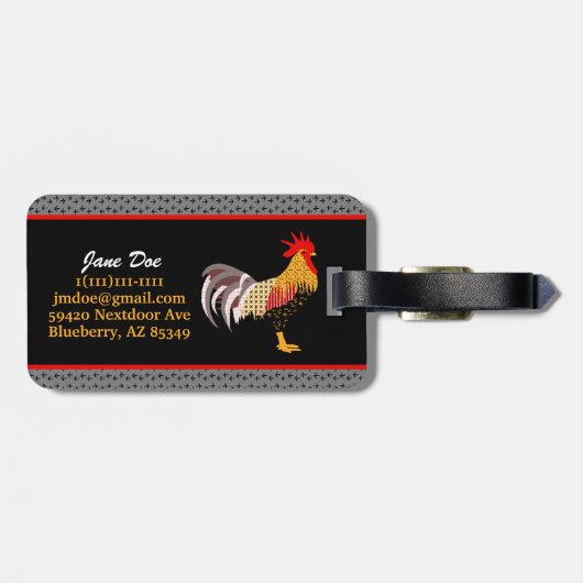 Crazy Chicken Lady l Memphis Style Rooster Bagagelabel (Achterkant horizontaal)