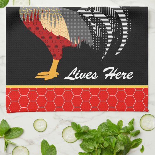 Crazy Chicken Lady l Memphis Style Rooster Theedoek (Gevouwen)