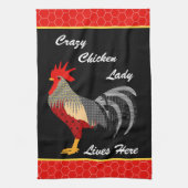 Crazy Chicken Lady l Memphis Style Rooster Theedoek (Verticaal)