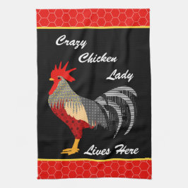 Crazy Chicken Lady l Memphis Style Rooster Theedoek