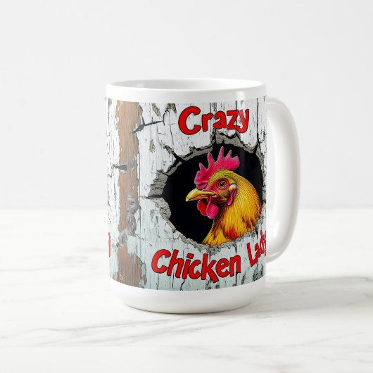 Crazy Chicken Lady Mok, houdt van Chickens Cup Gif Koffiemok (Voorkant rechts)