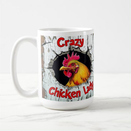 Crazy Chicken Lady Mok, houdt van Chickens Cup Gif Koffiemok (Links)