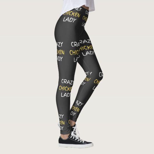 Crazy Chicken Lady, Novelty Chicken Thleed Leggings (Rechts)