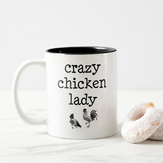 Crazy chicken lady - two tone mok (Met donut)
