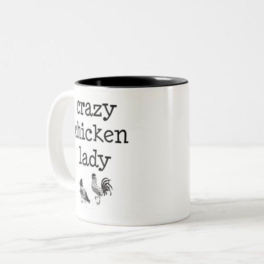 Crazy chicken lady - two tone mok (Voorkant links)